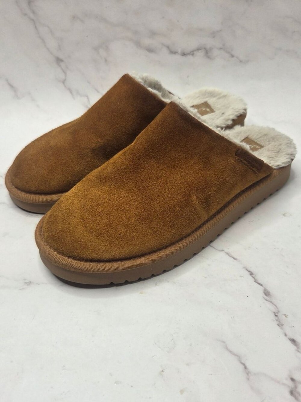 UGG Koolaburra Sonele Slippers Slip On Brown Suede Faux Fur Lined Women's 7